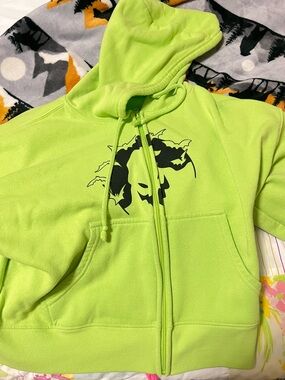 Disney Neon Green Fleece Hoodie with Black Tag Detail